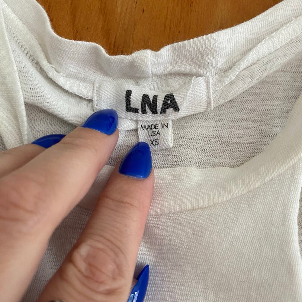 LNA Cutout White Cotton Tee Size XS - Picture 3 of 5